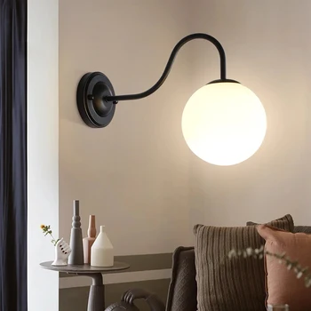 Скандинавские светодиодные настенные светильники E27 в современном стиле, шаровые настенные светильники для прихожей, прикроватная лампа для спальни, настенный кронштейн, светильник