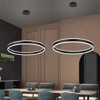 Современная кольцевая светодиодная люстра с восходящим и нисходящим свечением для гостиной, столовой, кухни, спальни, домашнего декора, подвесной светильник