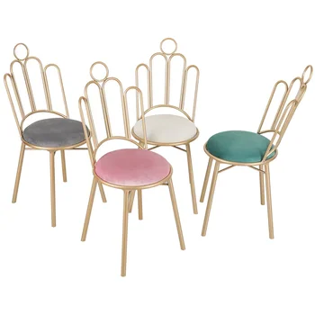 Современные минималистичные обеденные стулья из кованого железа Табурет для маникюра Стул со спинкой Кухонная мебель Табурет для макияжа Стул для отдыха