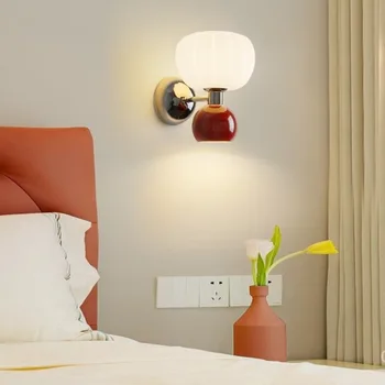 Современный кремовый настенный светильник в виде тыквы, прикроватная лампа для спальни, минималистичный светильник для гостиной, Светильники для коридора в прихожей