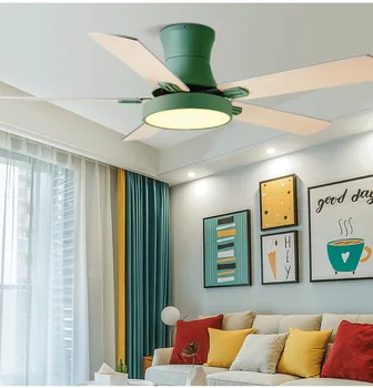 Современный потолочный вентилятор Вентиляторы с подсветкой, лампа для вентиляции с дистанционным управлением, Декор для спальни, воздушное охлаждение, Реверсивное, Пятилопастное, 42-52 дюйма