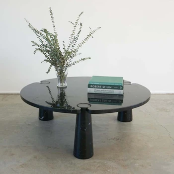 Современный роскошный круглый журнальный столик мебель для гостиной из черного натурального мрамора дизайнерский камень оптом по индивидуальному заказу журнальный столик