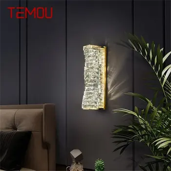 Современный роскошный настенный светильник TEMOU с креативным светодиодным освещением Scones, декоративные светильники для дома из хрусталя в помещении
