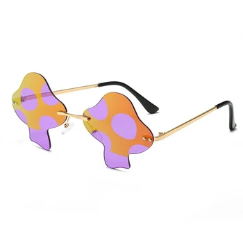 Солнцезащитные очки с грибами, женские 2023, Последние ретро-очки в форме гриба без оправы, Модные очки для выпускного вечера, Oculos De Sol