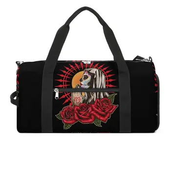 Спортивная сумка Praying Santa Muerte, спортивная сумка с обувью La Calavera Catrina, мужская дизайнерская сумка выходного дня, графическая сумка для багажа, сумка для фитнеса