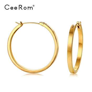 Стандартные серьги-кольца Ceer, серьги золотого цвета, круглые серьги из нержавеющей стали для женщин, ювелирные изделия oorbellen