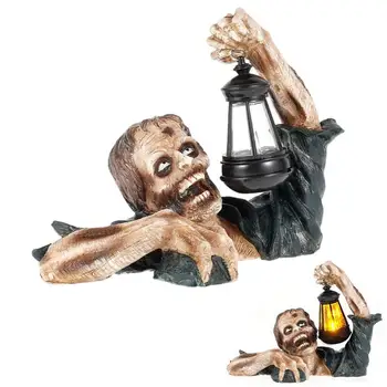 Статуя зомби на Хэллоуин, Фонарь, Статуэтка Ходячих мертвецов из смолы, Уличный Садовый декор, Водонепроницаемая Скульптура ползающих зомби на Хэллоуин