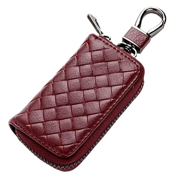 Сумка для ключей, Кожаная Городская простая модная высококачественная мужская сумка для ключей от машины, Новая плетеная застежка-молния с тиснением, удобная