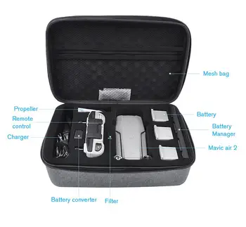 Сумка для хранения Mavic Air 2, чехол для переноски, жесткий чехол, сумка для пульта дистанционного управления, сумки через плечо для аксессуаров DJI Drone