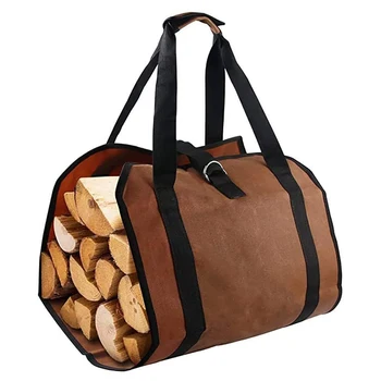 Сумка-тоут для хранения дров, вощеная холщовая сумка для бревен, деревенский домашний декор, сумка-тоут для кухни, кемпинга