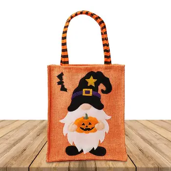 Сумка-тоут на Хэллоуин, изысканные сумки с принтом Гнома, многоразовая легкая сумка-тоут с мультяшным рисунком на Хэллоуин и сумка для покупок продуктов для
