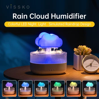 Увлажнитель воздуха Vissko Rain Cloud 200 мл Ароматический диффузор эфирных масел с каплями воды и красочным ночным грибным увлажнителем воздуха