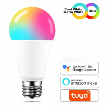 Умная Лампа Tuya Wifi 16 Цветов RGB Лампа LED Многоцветная Лампа E27 База 220V Бытовое Освещение С Регулируемой Яркостью Smart Life Неоновый Свет