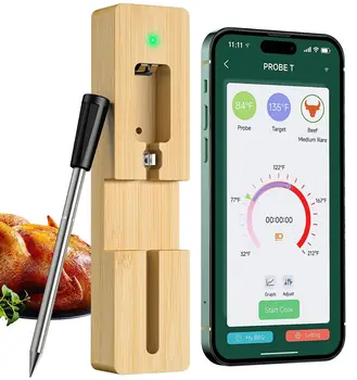 Умный беспроводной термометр для мяса Цифровой Bluetooth Принадлежности для барбекю для духовки, гриля, коптильни для барбекю, Гриль, Кухонный инструмент в подарок