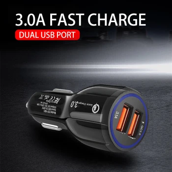 Универсальное автомобильное зарядное устройство 6A QC3.0 с двумя USB-адаптерами для быстрой зарядки мобильных планшетов и автомобильных аксессуаров
