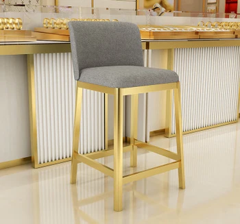 Фабрика по производству китайской мебели, Современный Легкий Роскошный барный стул с ножками из нержавеющей стали