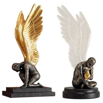 Фигурка Ангела, креативная статуэтка крыла Ангела для коллекционного украшения домашнего офиса, Садовая скульптура из смолы, ремесла