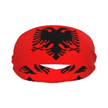 Флаг Албании Эластичная лента для волос Повязка на голову для йоги Макияж Обруч для волос Повязка на голову