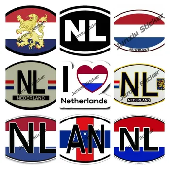 Флаг Нидерландов с наклейкой со львом, Автомобильный велосипед, NL, Код личности Нидерландов, наклейка из ПВХ, Германская светоотражающая наклейка