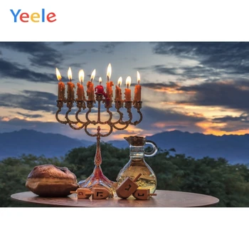 Фон для празднования Счастливой Хануки Еврейский Новый год Рош Ха-Шана, Подставка для свечей, фоны для фотосъемки хлеба, фотографический фон