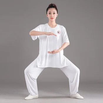 Форма Тайцзи из высококачественного хлопка с коротким рукавом, Новый костюм для кунг-фу в китайском стиле, костюм для мужчин и женщин, боевые искусства
