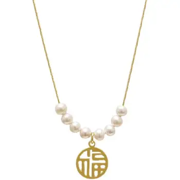 Французское легкое роскошное, маленькое и популярное ожерелье с подвеской из пресноводного жемчуга Blessed от бренда Universal Design с воротником-стойкой