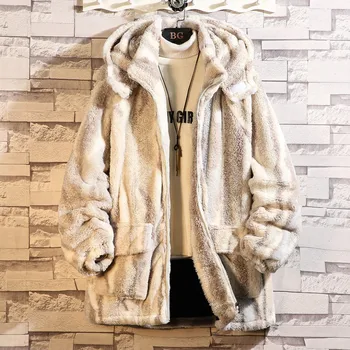 Хлопковое пальто Мужская зимняя куртка средней длины на флисовой подкладке, утепленная теплая куртка с капюшоном в американскую полоску в стиле ретро, накладной карман, молодежная популярность