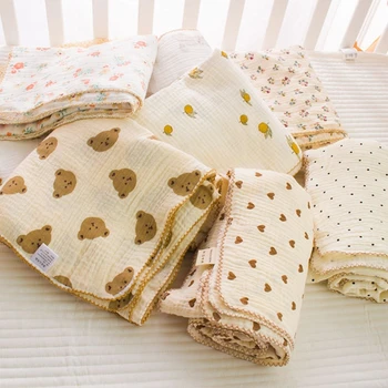 Хлопчатобумажное Марлевое Муслиновое детское одеяло для новорожденных, Супер Мягкое Быстросохнущее Детское банное полотенце для мальчиков и девочек, Покрывало для детской коляски
