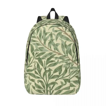 Холщовые рюкзаки с ветками ивы Уильяма Морриса, дорожные сумки для колледжа и школы с цветочным текстильным узором, сумка для книг подходит для 15-дюймового ноутбука
