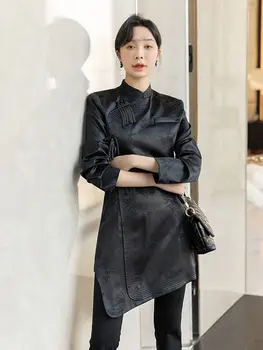 Черное платье Ципао Cheongsam Chi-pao Улучшает Женскую одежду Китайское Традиционное платье С Вышивкой Из Жаккарда Весной и осенью