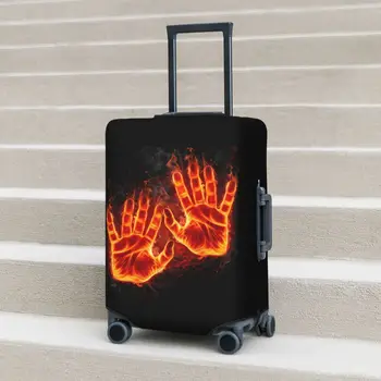 Чехол для чемодана с рисунком горящих рук Flight Fancy Halloween Fire Эластичные Аксессуары для багажа Travel Protector