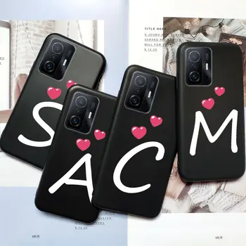 Чехол с Надписью Love Heart Для Xiaomi Mi 11T Pro Чехол-Бампер Задняя Крышка Силиконовый Мягкий TPU Черный Для Xiaomi Mi 11T Pro Mi 11 T Coque