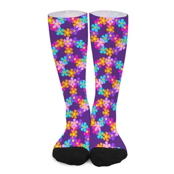 Чулки с яркими цветами, носки с цветочным рисунком мира, Носки в стиле харадзюку, Осенние нескользящие носки, Женские удобные носки для бега.