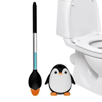 Щетка для унитаза, набор туалетных щеток для чистки Пингвинов, Гибкая головка щетки для унитаза с силиконовой щетиной, компактный размер для хранения