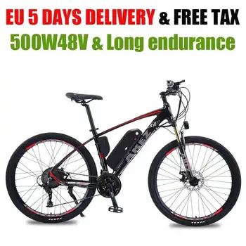 Электрический Велосипед на складе в ЕС Мощностью 500 Вт С Сильным Мотором 48V13AH Литиевая Батарея Горный Электрический Велосипед для беговых дорожек 27 Дюймов Fat Tire E Bike