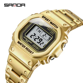 Электронные часы унисекс в стиле SANDA G, лучший бренд, роскошные светодиодные цифровые часы, женские мужские военные водонепроницаемые спортивные часы 5ATM 390