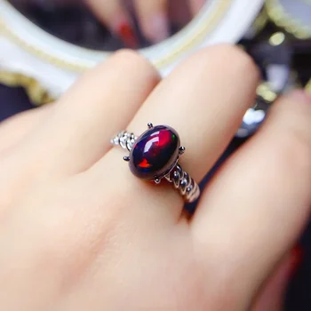 Ювелирное кольцо из стерлингового серебра S925 пробы с черным опалом и натуральным камнем, роскошное женское ожерелье с бесплатной рождественской доставкой