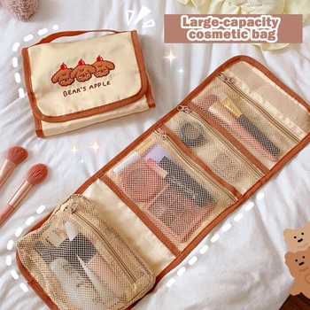 Японская милая складная сумка для хранения BalleenShiny, новая простая многостворчатая косметичка с медведем, Ins Wind, Портативная дорожная сумка для хранения