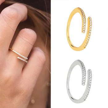 24-каратное позолоченное серебро, простое регулируемое открывающееся кольцо на палец, женское кольцо для влюбленных, Обручальные кольца для пар