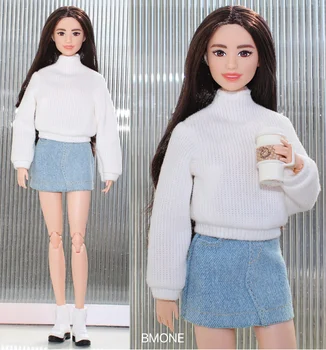 белый свитер рубашка + синяя джинсовая юбка / комплект одежды/ 30 см кукольная одежда осенняя одежда Для 1/6 Xinyi Fr2 ST Кукла Барби