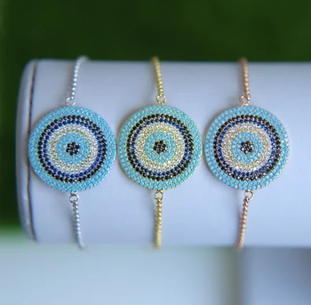 Высокое качество 3 цвета простая звеньевая цепочка Большой кулон Micro pave cz для девочек женские браслеты ювелирные изделия на лето 2017
