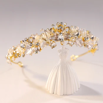 Корона из листьев невесты в стиле барокко из искусственного хрусталя Романтический головной убор на День рождения