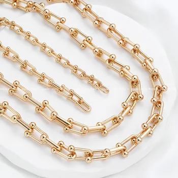 Массивные модные U-образные цепочки с золотым наполнением толщиной 1 метр 14 Карат, Высококачественные Ювелирные изделия, Ожерелья 
