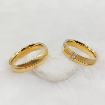 Обручальные кольца для мужчин и женщин, высококачественные ювелирные изделия из титана с 24-каратным позолотой, Обручальное кольцо для влюбленных, Обручальное кольцо для пар