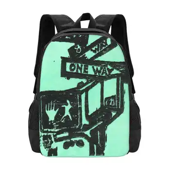 Сумка с рисунком Уличных знаков черного и Аквамаринового цвета, Студенческий рюкзак 24Th St 8Th Ave, Бриттани Шекелс, Бруклинская художница, Вырезанная